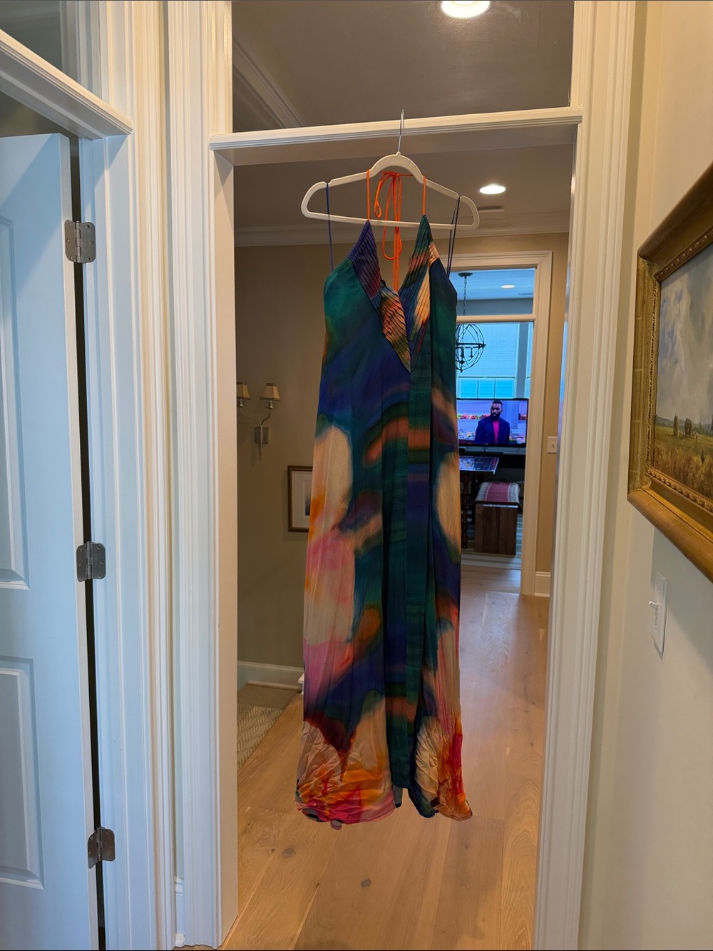 Free People Colorful Abstract Print Halter Maxi Dress